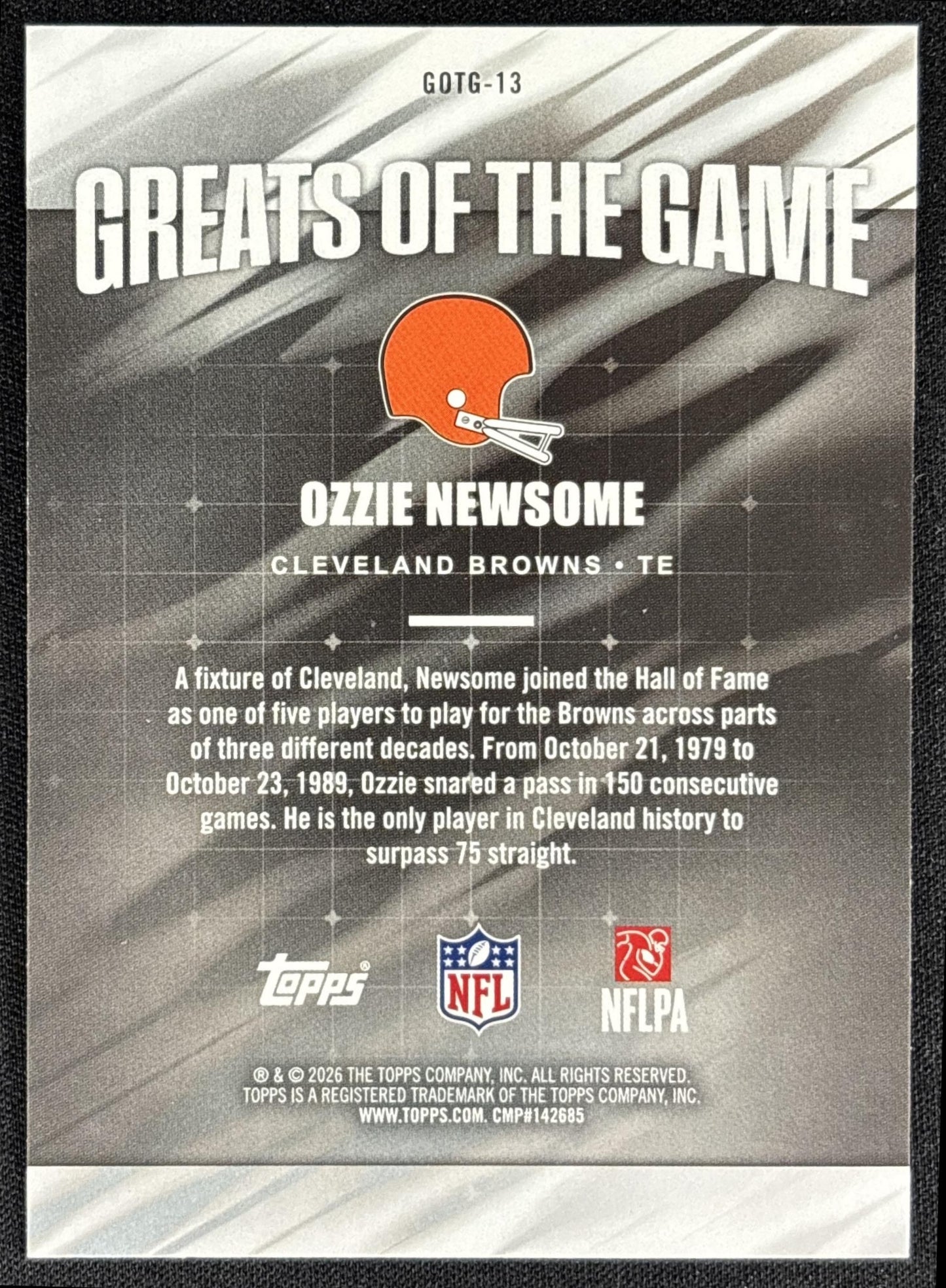 Ozzie Newsome 2026 Topps Greats Of The Game Browns