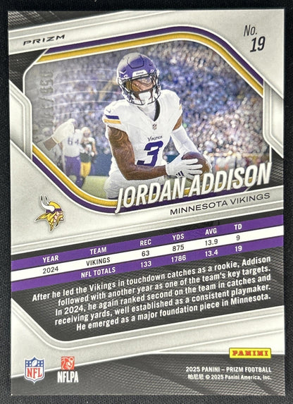 Jordan Addison 2025 Panini Prizm Red Wave /149 Vikings