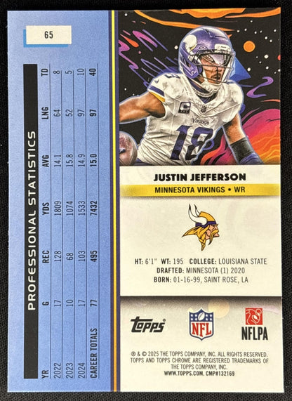 *Damaged* Justin Jefferson 2025 Topps Cosmic Chrome Nucleus Refractor Vikings Sports Trading Cards