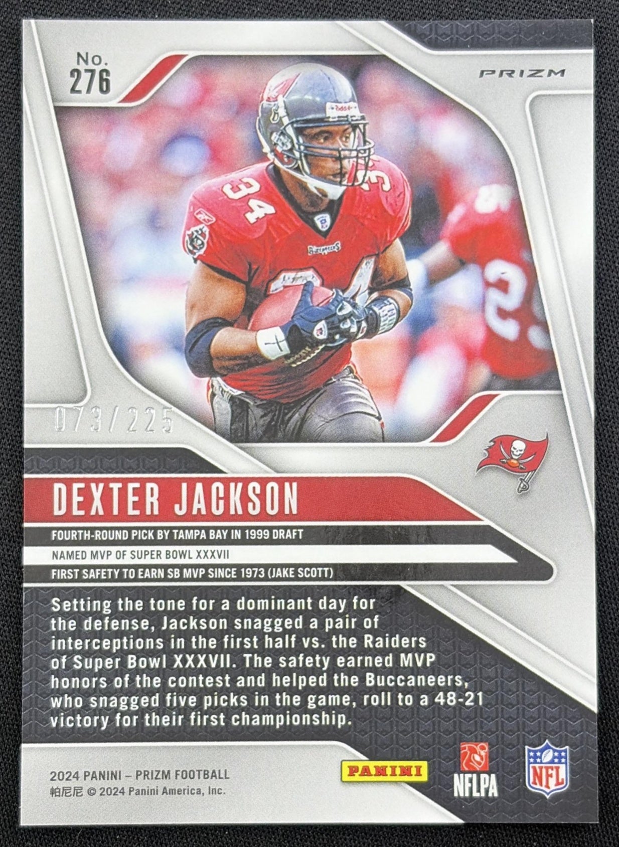 Dexter Jackson 2024 Panini Prizm Purple Ice /225 Buccaneers