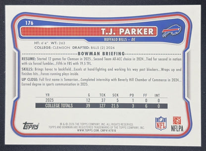 T.J. Parker 2026 Bowman NFL Pink /250 Bills