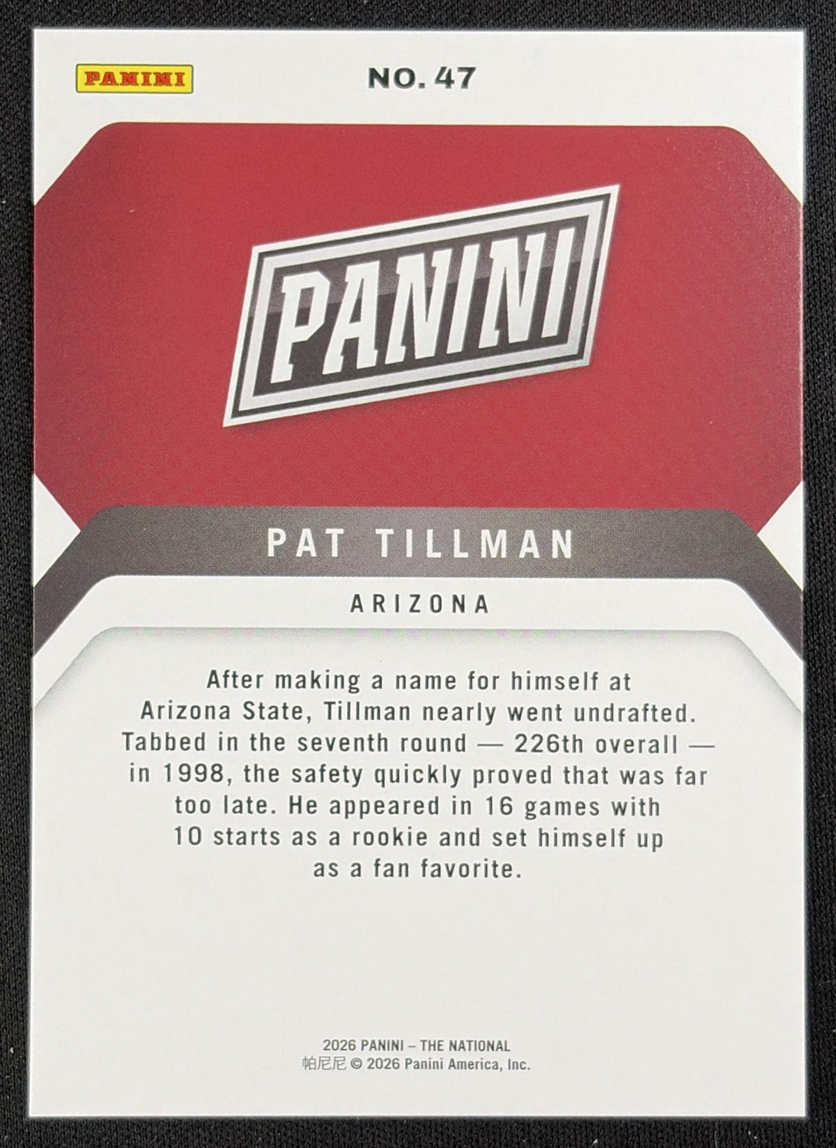 Pat Tillman 2026 Panini NSCC Silver Pack Foil