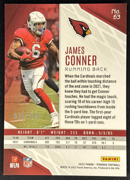 James Conner 2022 Panini Phoenix Red /250 Cardinals