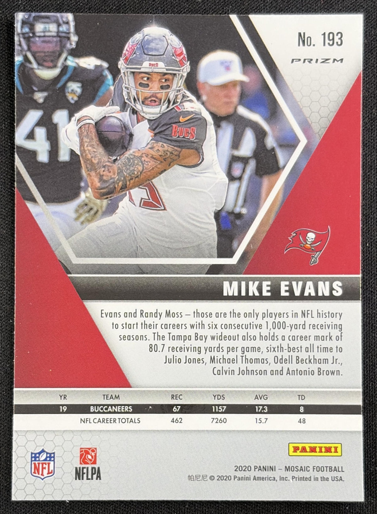 Mike Evans 2020 Panini Mosaic Prizm Reactive Blue Buccaneers