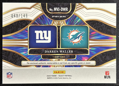 Darren Waller 2025 Panini Select Multiverse Jerseys Silver Prizm /149 Giants Dolphins - back