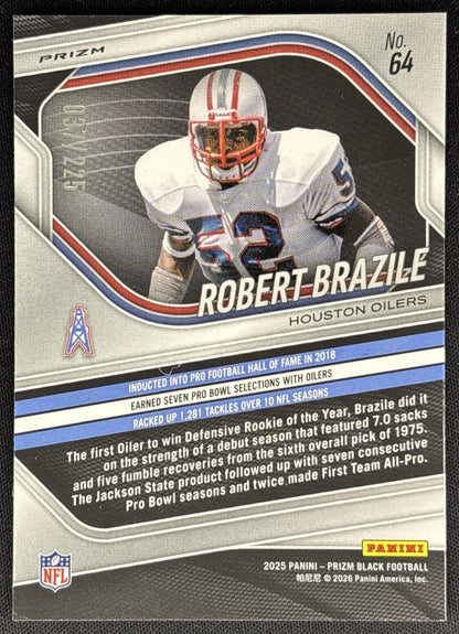 Robert Brazile 2025 Panini Prizm Black Football /225 Oilers Sports Trading Cards
