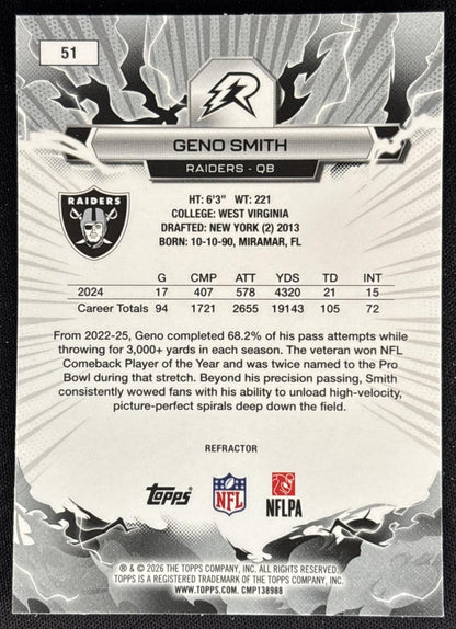Geno Smith 2025 Topps Resurgence Refractor Raiders back