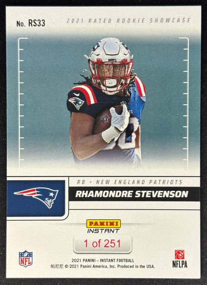 Rhamondre Stevenson 2021 Instant Rated Rookie Showcase Patriots - back image