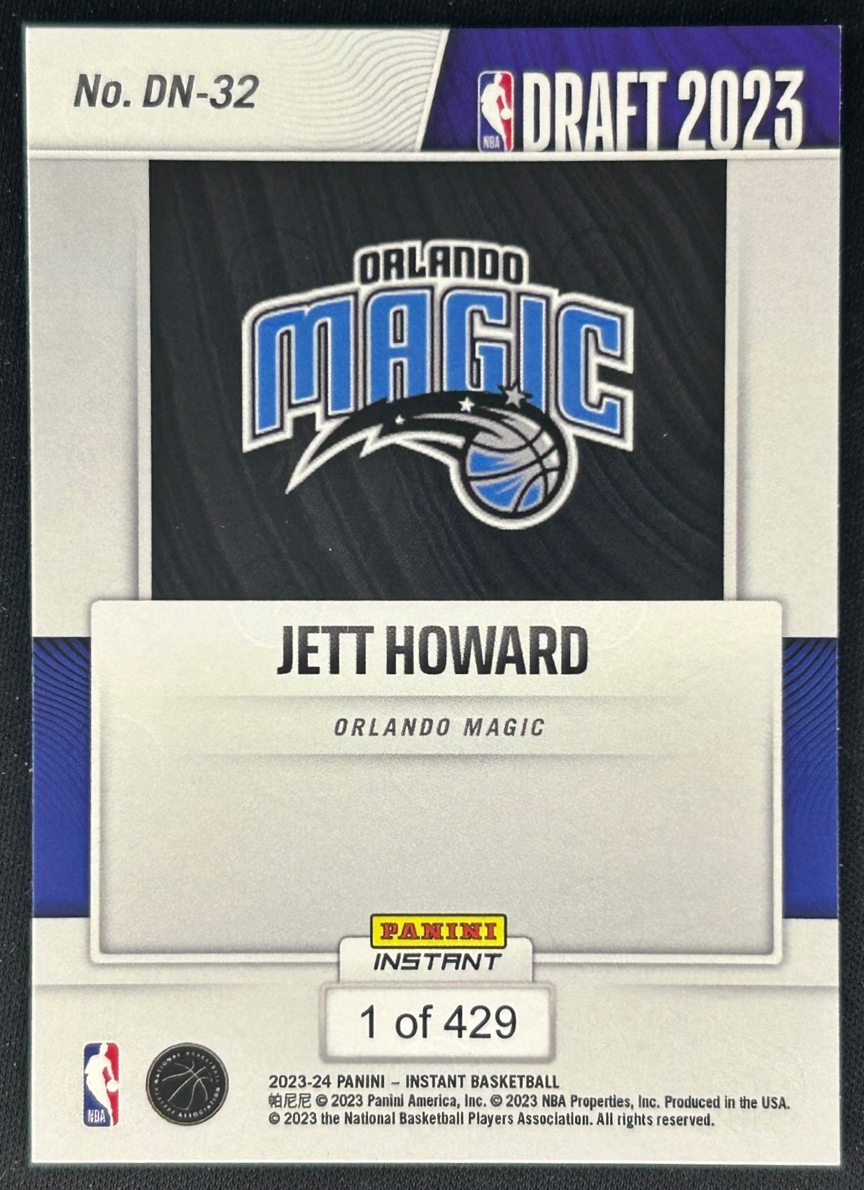 Jett Howard 2023 Panini Instant NBA Draft Night Magic Sports Trading Cards