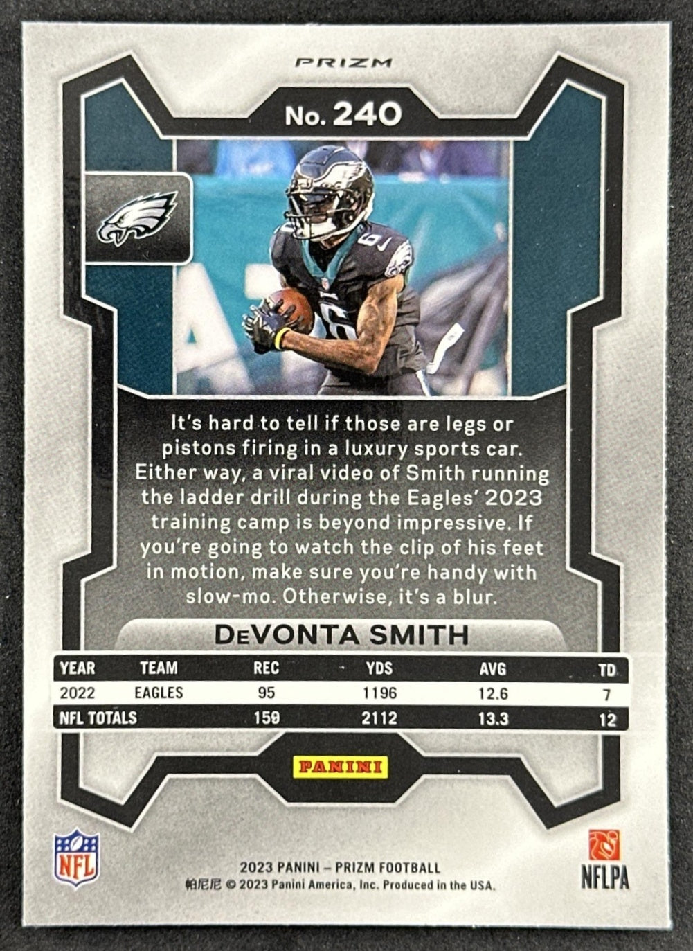 DeVonta Smith 2023 Panini Prizm Green Wave Eagles Sports Trading Cards