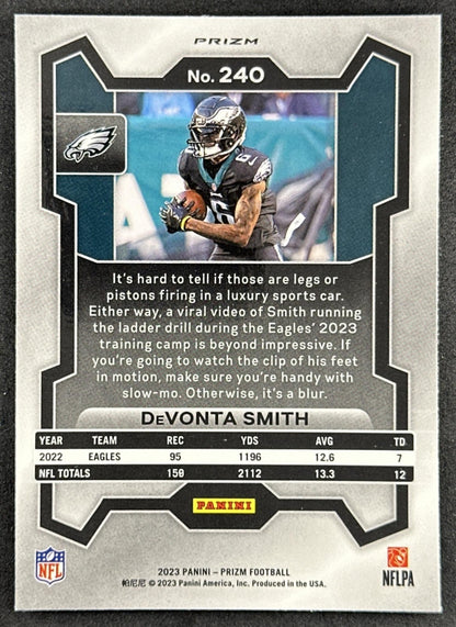 DeVonta Smith 2023 Panini Prizm Green Wave Eagles Sports Trading Cards
