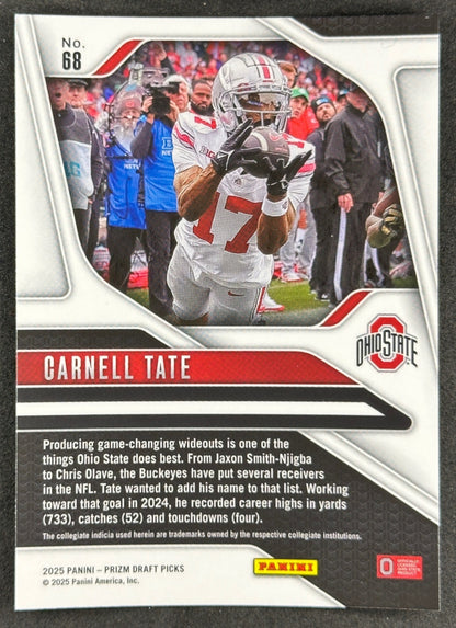 Carnell Tate 2025 Prizm Draft Picks Buckeyes Sports Trading Card