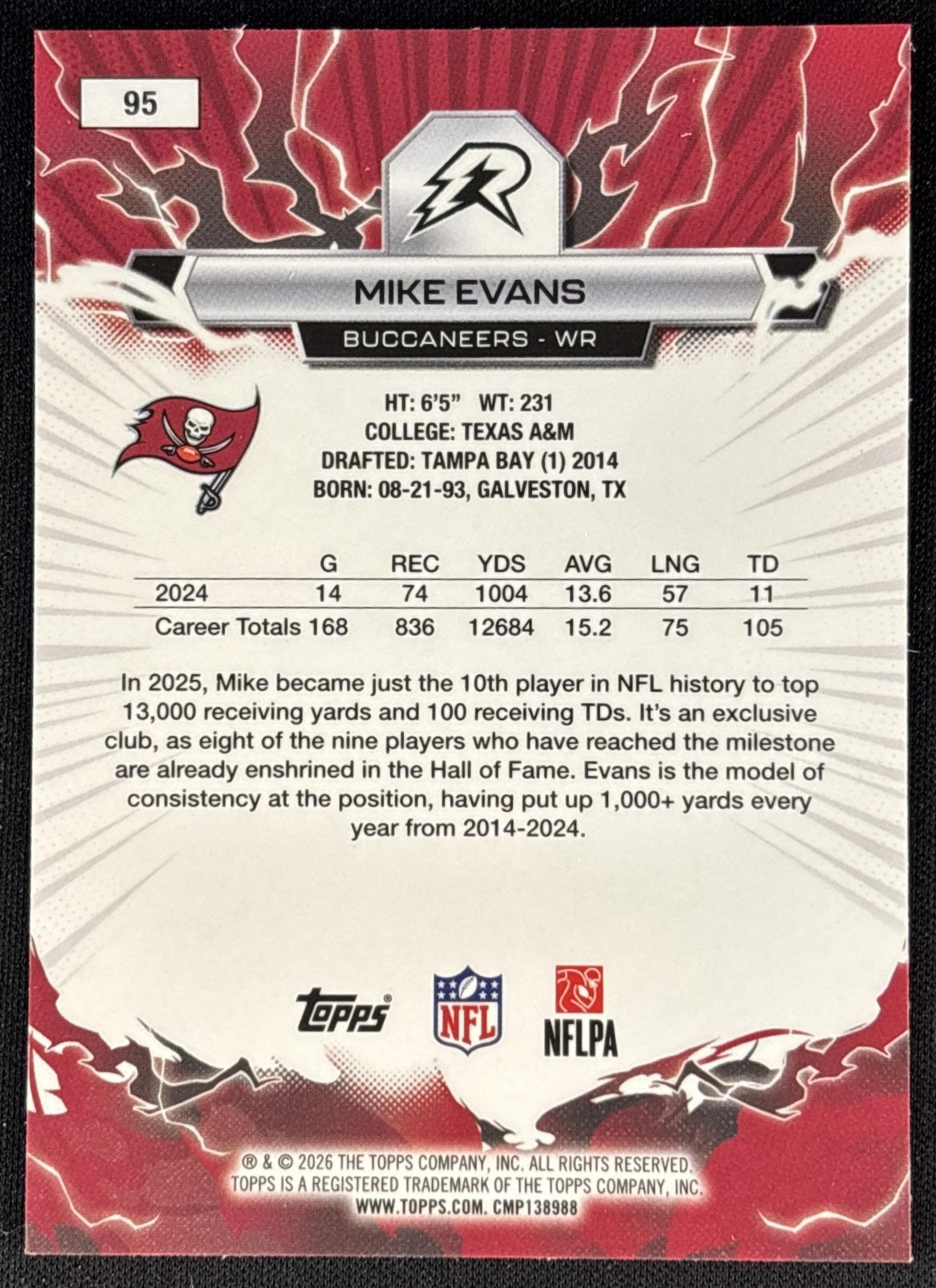 Mike Evans 2025 Topps Resurgence Buccaneers Tampa Bay Buccaneers back