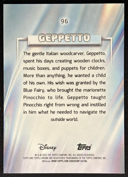 Geppetto 2026 Topps Chrome Disney Pinocchio back