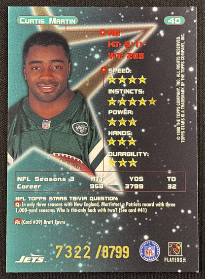 Curtis Martin 1998 Topps Stars Bronze Star /8799 Jets