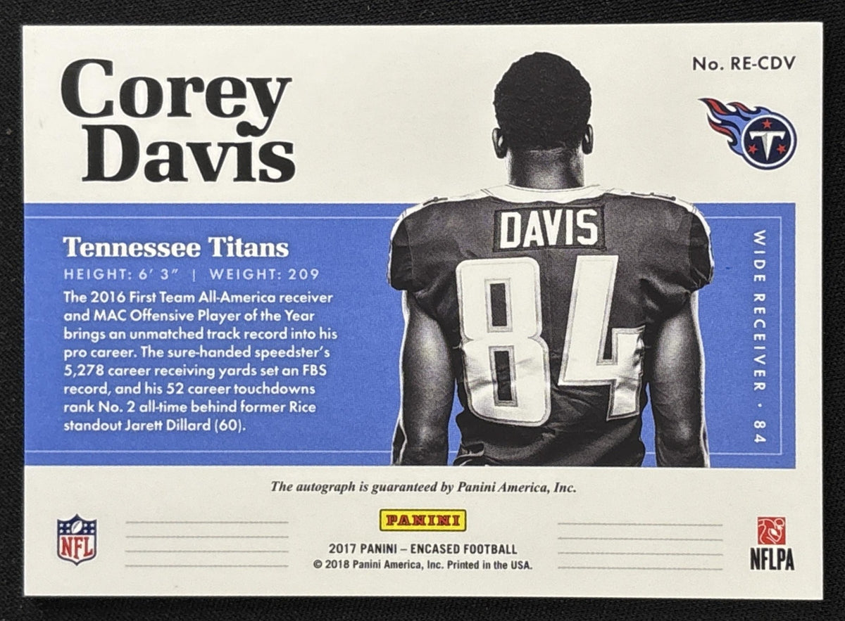 Corey Davis 2017 Panini Encased Rookie Endorsements /49 Titans back