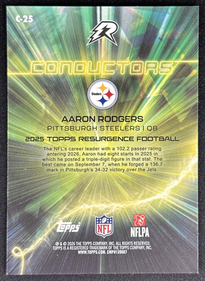 Aaron Rodgers 2025 Topps Resurgence Conductors Steelers
