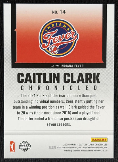Caitlin Clark 2025 Panini Chronicled WNBA Black and Gold Holo /49 Fever