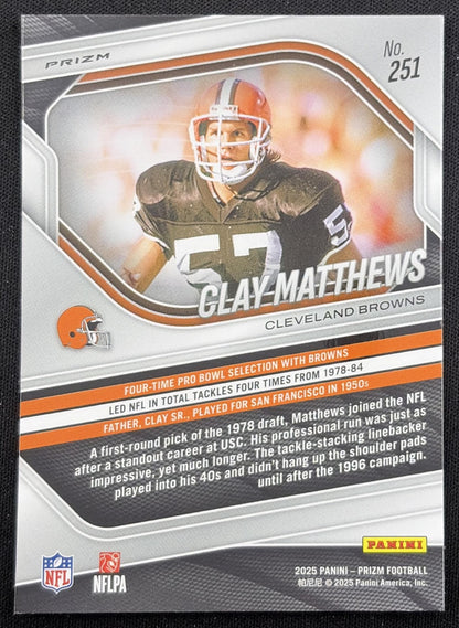 Clay Matthews Jr. 2025 Panini Prizm No Huddle Browns