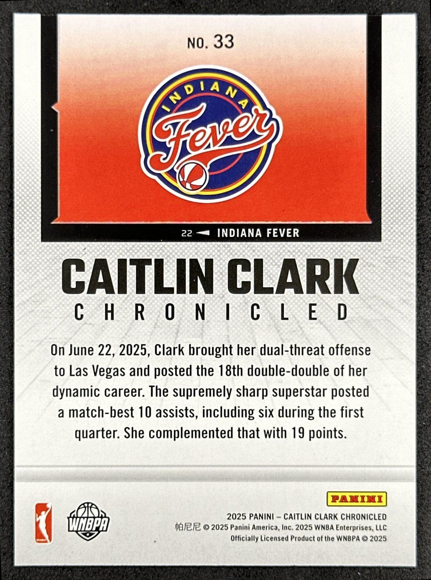 Caitlin Clark 2025 Panini Chronicled WNBA Red Cracked Ice Fever 33 Indiana Fever