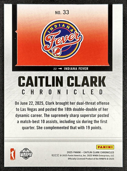 Caitlin Clark 2025 Panini Chronicled WNBA Red Cracked Ice Fever 33 Indiana Fever
