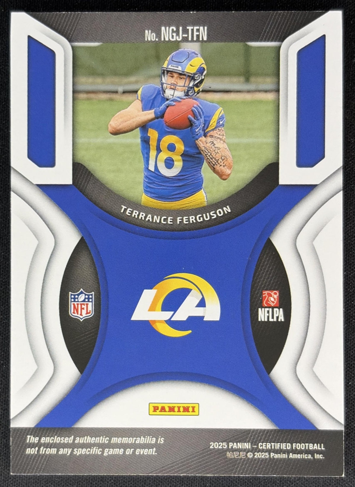 Terrance Ferguson 2025 Certified New Generation Jerseys Mirror Orange /249 Rams back