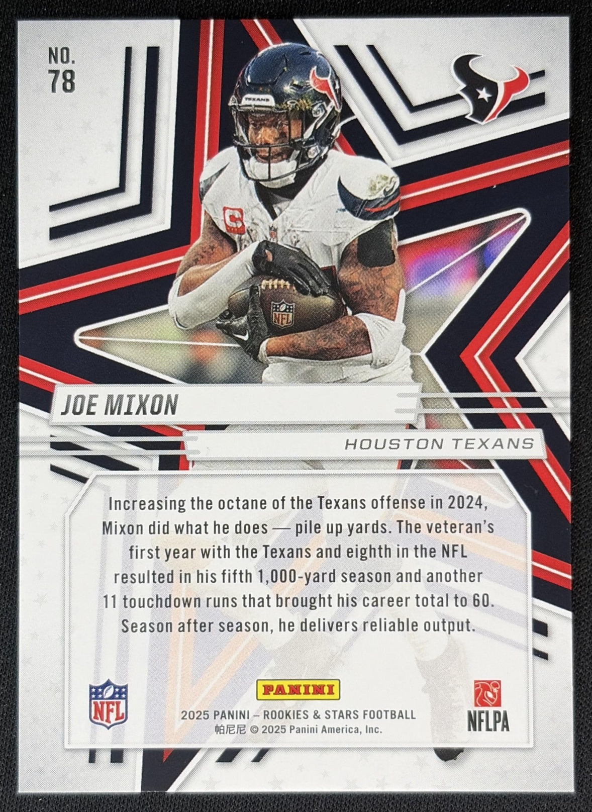 Joe Mixon 2025 Panini Rookies & Stars Orange /249 Texans Sports Trading Cards