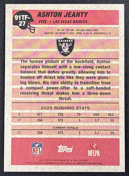 Ashton Jeanty 2026 Topps 1991 Crackle Foil Raiders