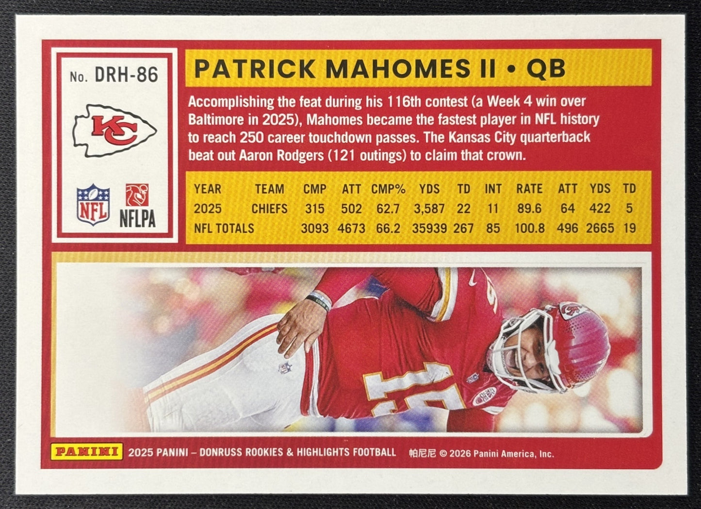 Patrick Mahomes II 2025 Panini Donruss Rookies & Highlights Chiefs Sports Trading Cards