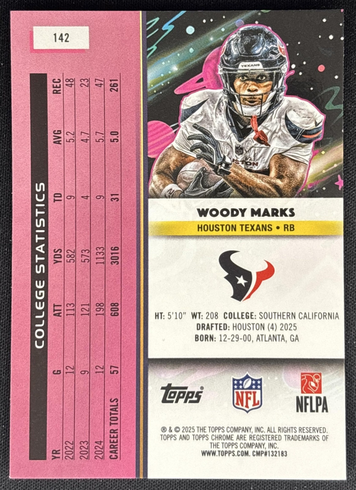 Woody Marks 2025 Topps Cosmic Chrome Texans back