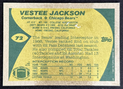 Vestee Jackson 1989 Topps Bears Sports Trading Card