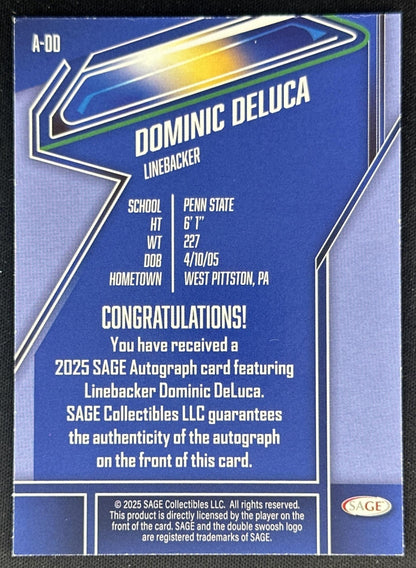 Dominic Deluca 2025 SAGE Auto Penn State Ravens Sports Trading Cards