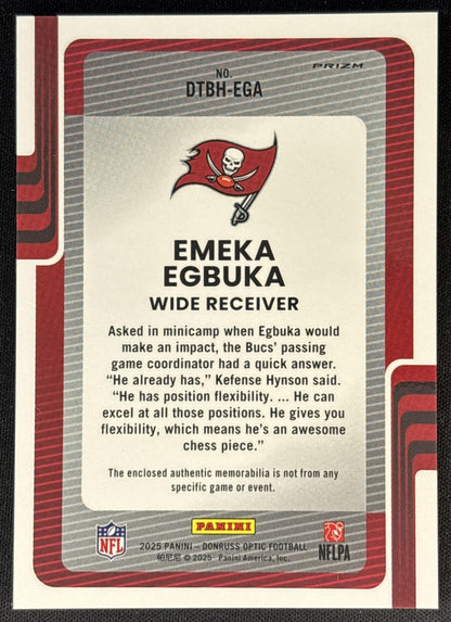 Emeka Egbuka 2025 Panini Donruss Optic Rated Rookie Blue Hyper Prizm Buccaneers