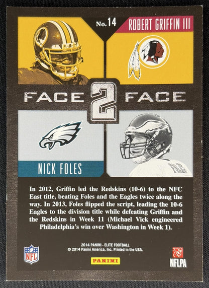 Nick Foles Robert Griffin III 2014 Panini Elite Face 2 Silver - Back