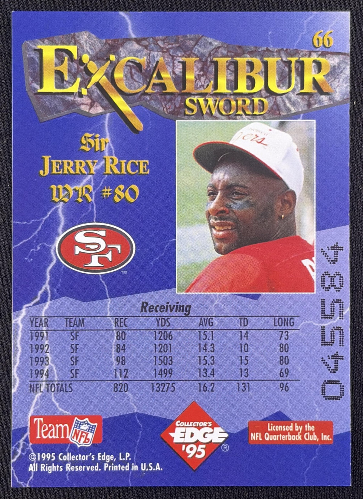 Jerry Rice 1995 Collector's Edge Excalibur 49ers