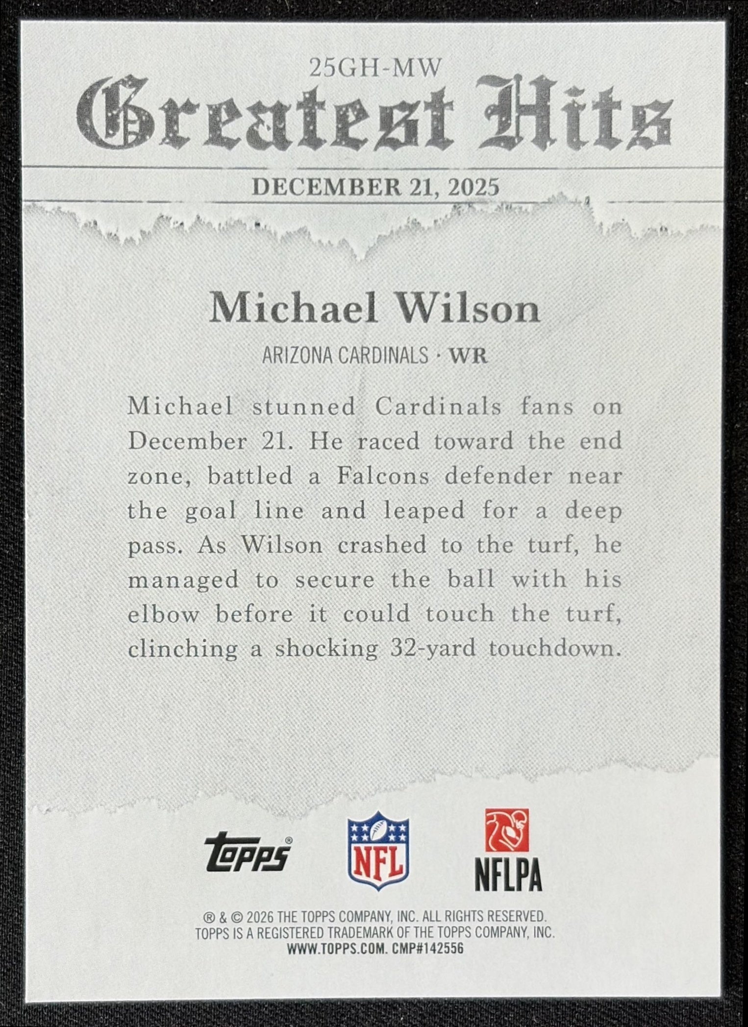 Michael Wilson 2026 Topps 2025 Greatest Hits Cardinals back