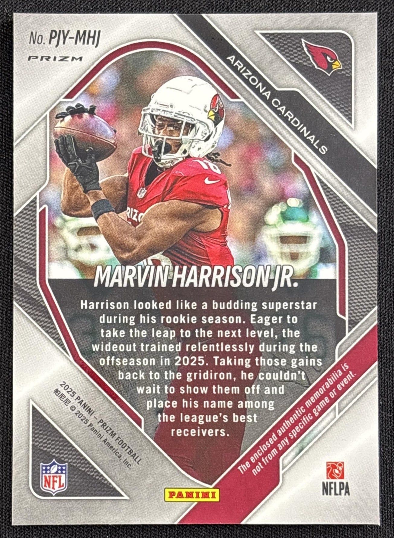 Marvin Harrison Jr. 2025 Panini Prizm Premier Jerseys Neon Green Pulsar Cardinals