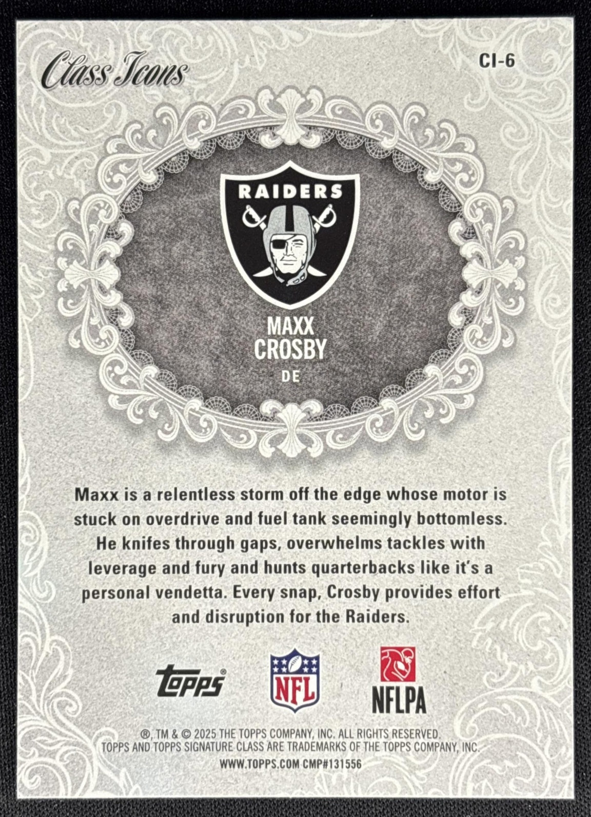 Maxx Crosby 2025 Topps Signature Class Icons Coral Foil /299 Raiders Sports Trading Cards