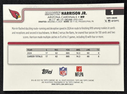 Marvin Harrison Jr. 2025 Topps Chrome Aqua Refractor /199 Cardinals