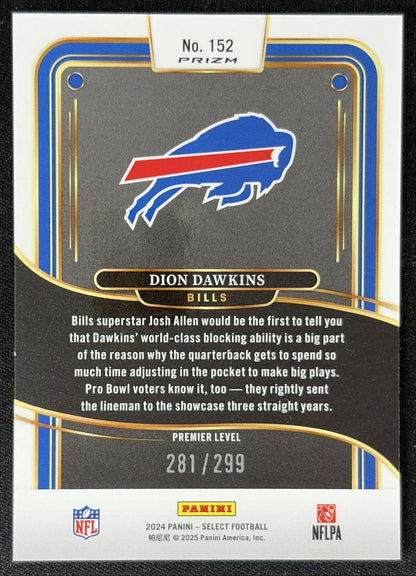 Dion Dawkins 2024 Panini Select Premier Copper Prizm Shock /299 Bills