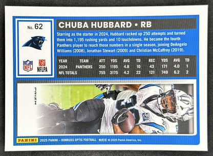 Chuba Hubbard 2025 Panini Donruss Optic Holo Prizm Panthers Back