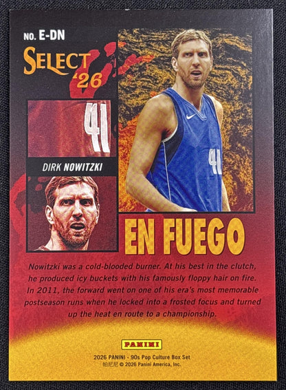 Dirk Nowitzki 2026 Panini 90s Pop Culture En Fuego Orange /199