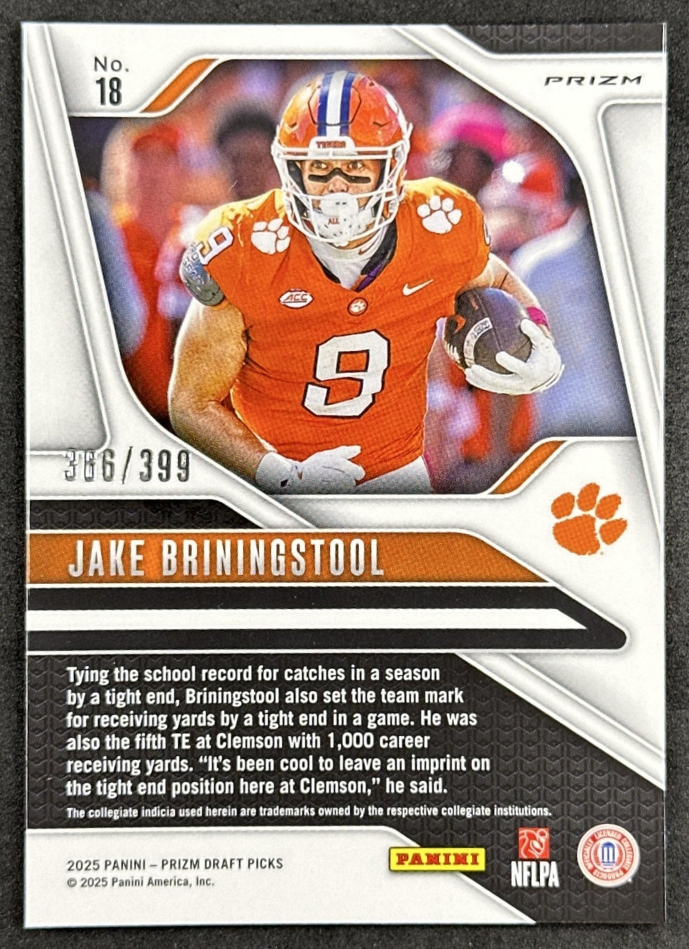 Jake Briningstool 2025 Panini Prizm Draft Picks Red /399 Chiefs back