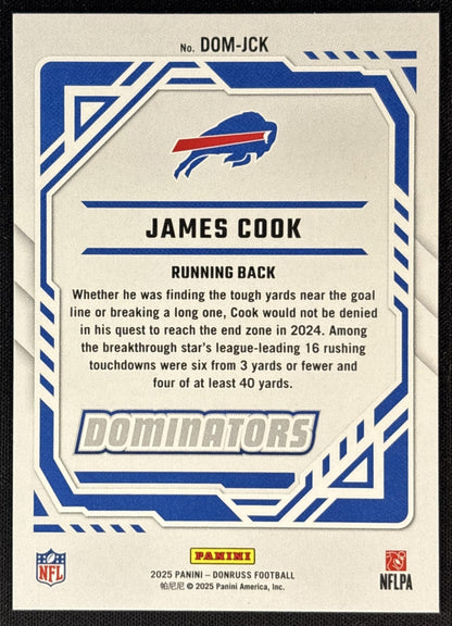 James Cook 2025 Panini Donruss Dominators Bills back