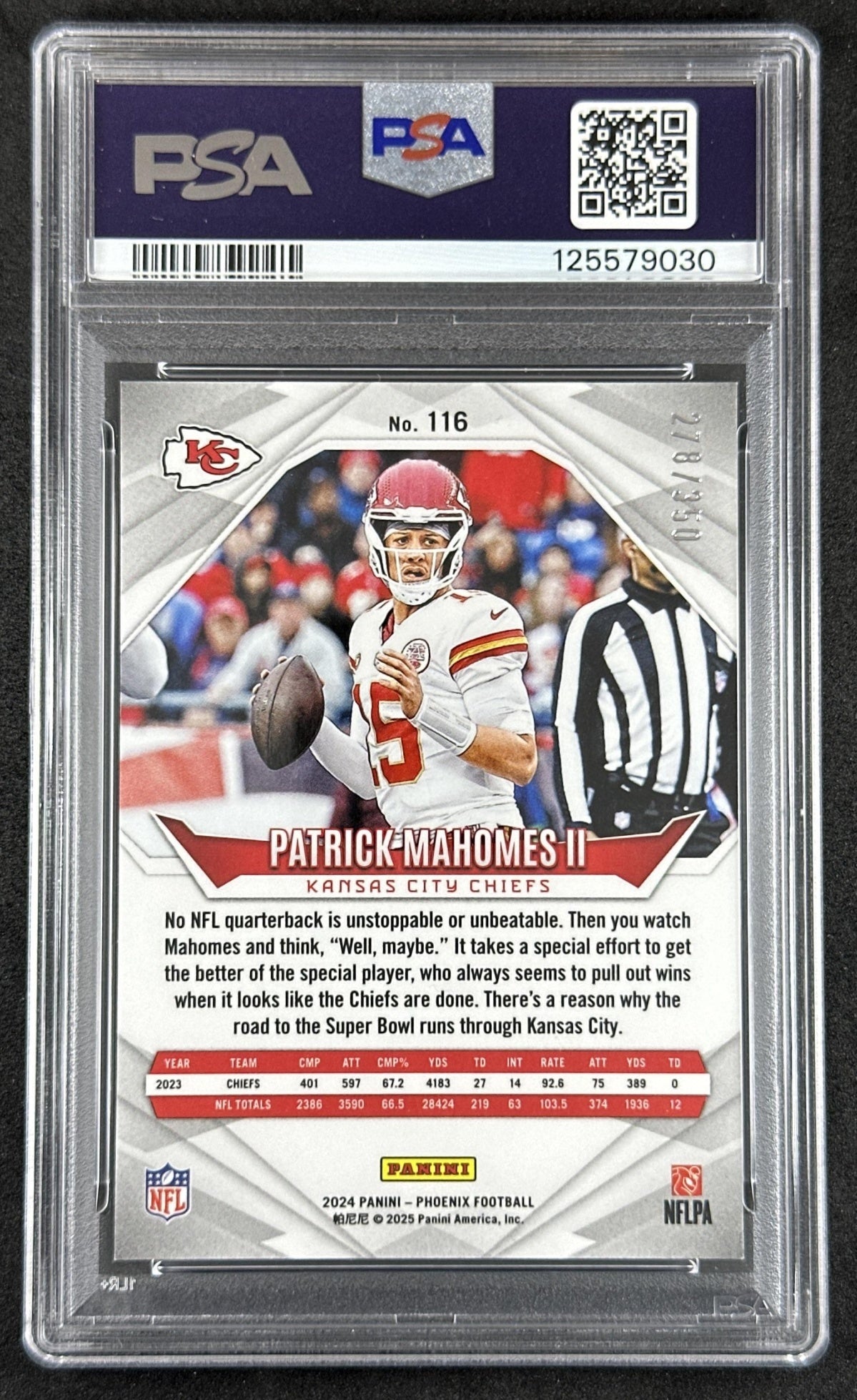 Patrick Mahomes II 2024 Panini Phoenix FireBurst /350 PSA 9