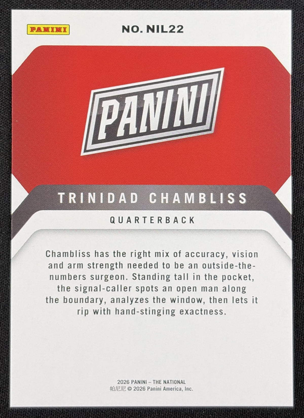 Trinidad Chambliss 2026 Panini NSCC Silver Pack Foil