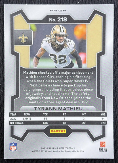Tyrann Mathieu 2023 Panini Prizm Green Wave Saints