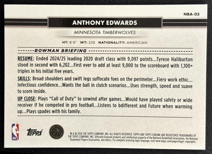 Anthony Edwards 2026 Topps NSCC Collection NBA Sports Trading Cards