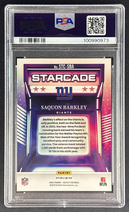 Saquon Barkley 2023 Panini Select Starcade PSA 10 Giants back