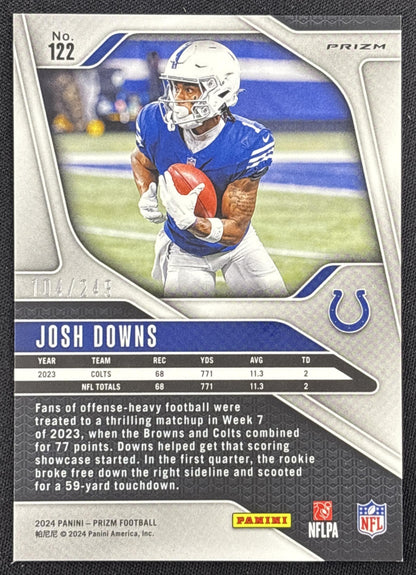 Josh Downs 2024 Panini Prizm Orange /249 Colts